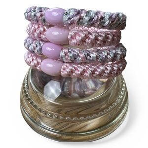 NEW, Authentic Original KKNEKKI Hair Elastics, Bundle of 4, 2" Round, PinkSparkl